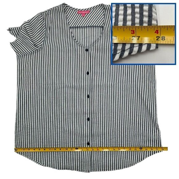 Woman Within Grey White Striped Button Front Shirt Women's Plus‎ Size 1X - Picture 5 of 9